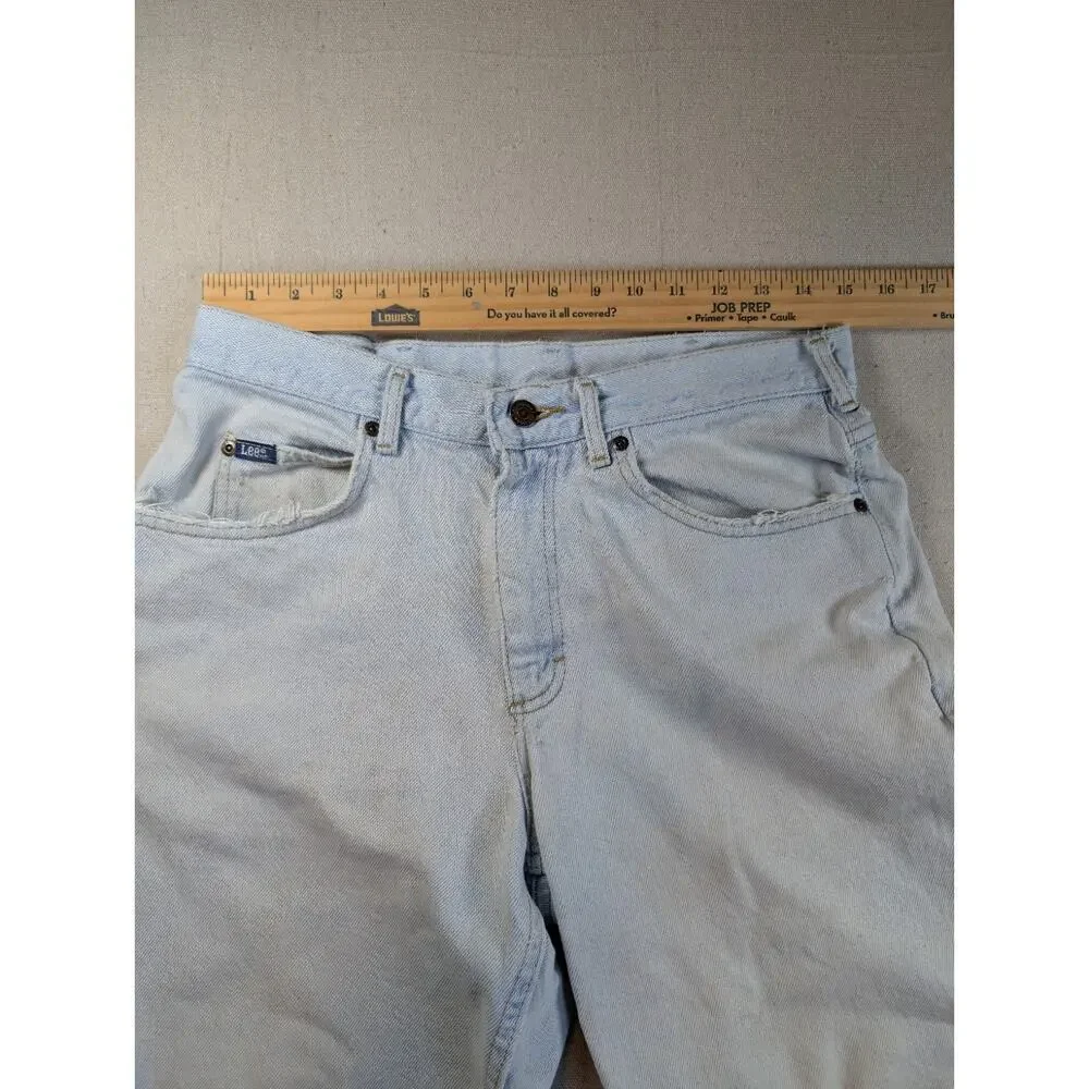 Lee VTG Jean Shorts Mens 32 Light Wash Distressed Y2K Made in USA Jorts Baggy